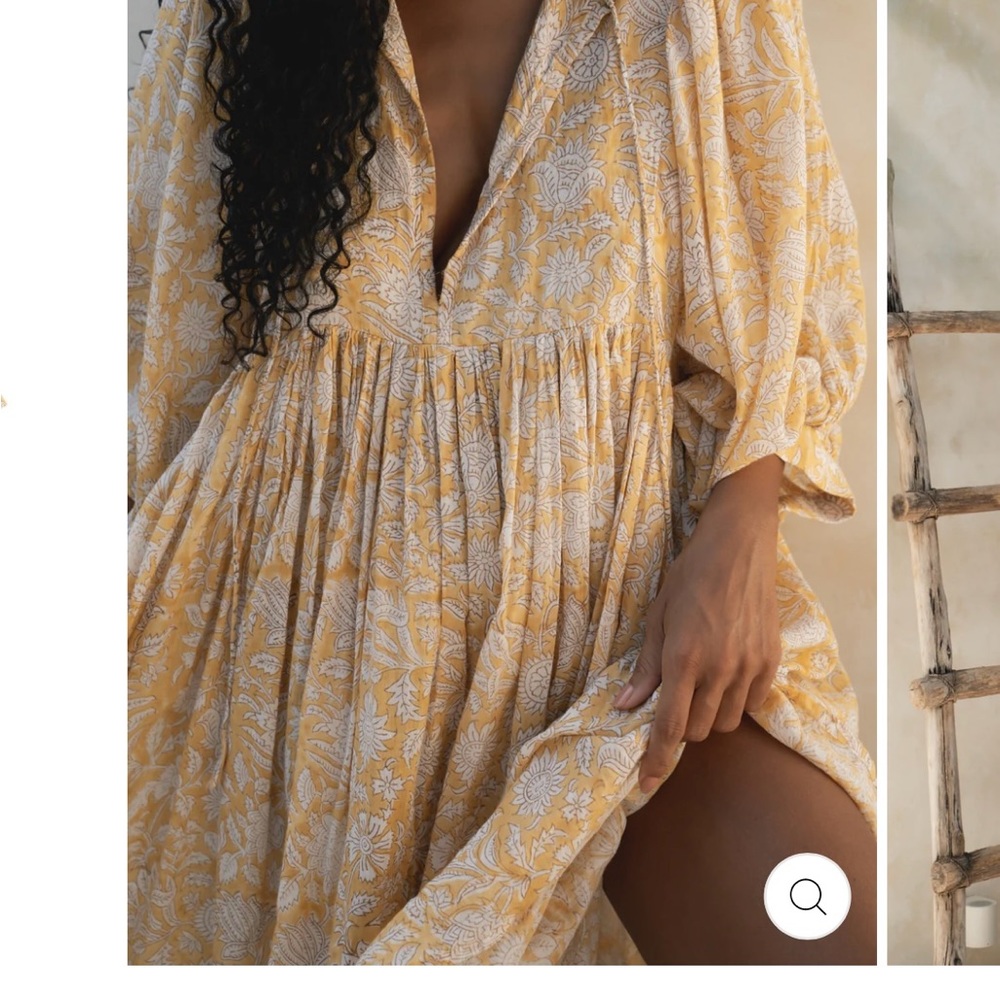 Daughters of India Kyra Mini Dress Cumin. Small. Cotton. Hand made Bohemian chic